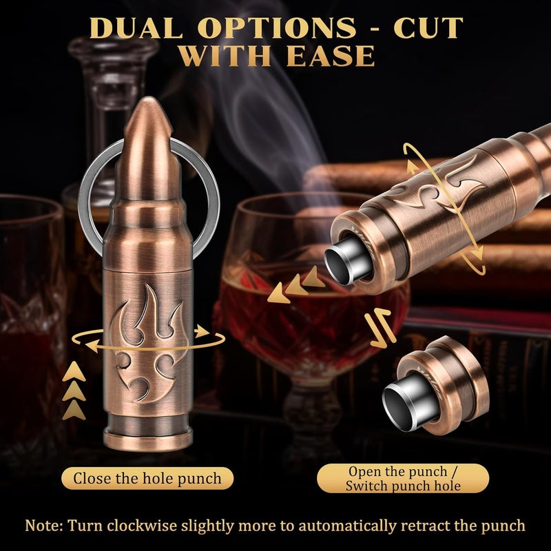 LIHTUN Portable Cigar Punch Cutter - Twist-Out Cigar Punch with 2 Sizes, Clockwise Switch Between Large and Small Punch Holes, Precision Cutting for Various Cigars, Christmas Day Gift (Rose Gold) - Image 3